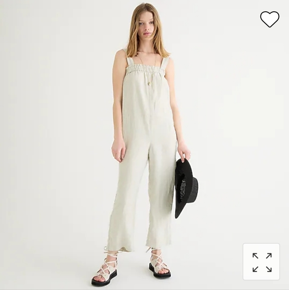 J Crew Womens Relaxed Linen Jumpsuit Size XL Color Flax